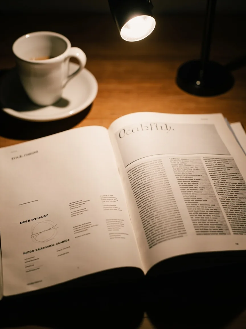 A style guide book on a desk