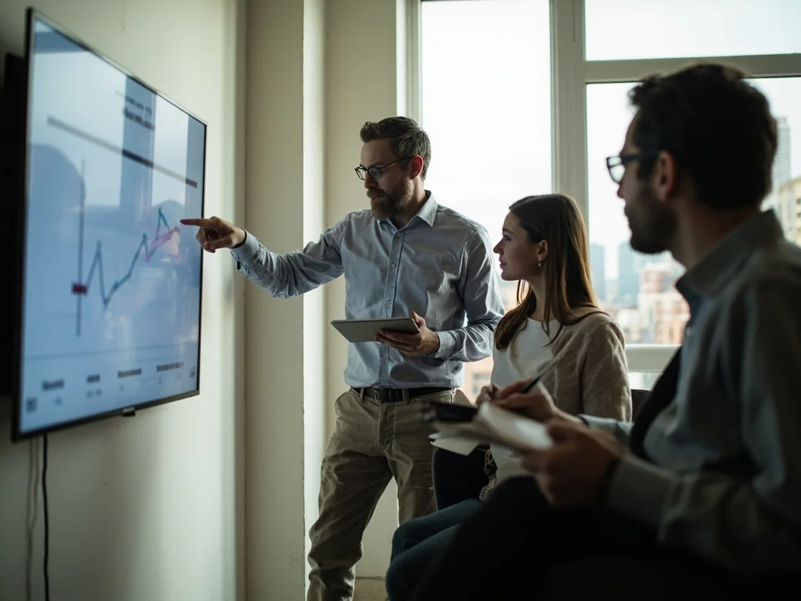 A team meeting at a window